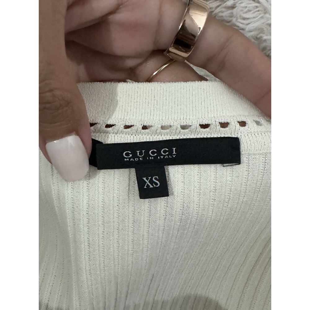 GUCCI A Line Ribbed Sweater Set Sleeveless Dress Size XS Beige - Picture 3 of 13